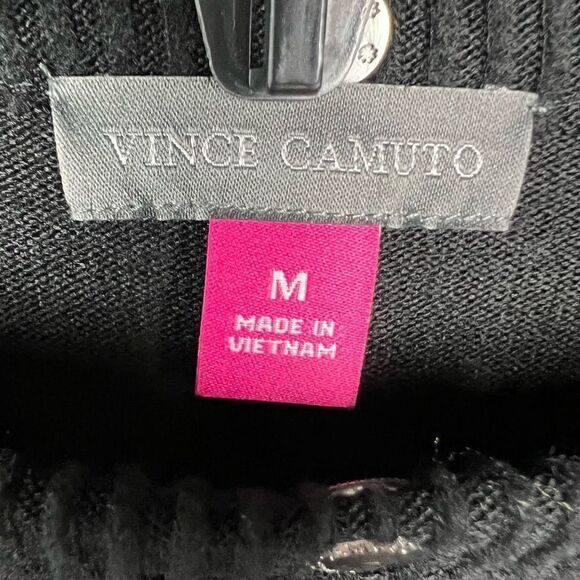 Vince Camuto Sweater Boat Neck Snap Trim Rich Black Dolman Long Sleeve M - Picture 9 of 11